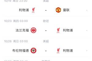 这赛程顶得住❓利物浦2连败，10月将战蓝军曼联法鹰水晶宫