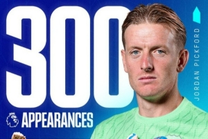 皮克福德迎埃弗顿生涯300场英超里程碑，已完成85次零封