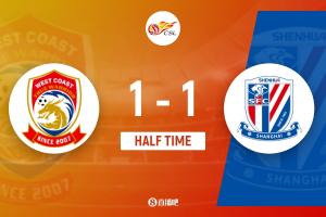 半场-申花暂1-1九人西海岸 孙捷直红 张呈栋持续辱骂裁判被罚下