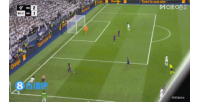 维尼修斯边路传中，贝林打门被扑，姆巴佩越位位置补射破门被秒吹