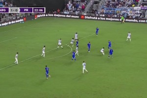 上帝视角！梅西一脚挑传禁区助攻蒙铁尔破门，生涯第397助