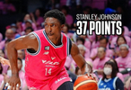 在日本联赛大杀四方！斯坦利-约翰逊单场7记三分替补贡献37分