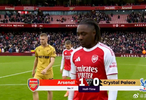 英超半场阿森纳1-0领先水晶宫